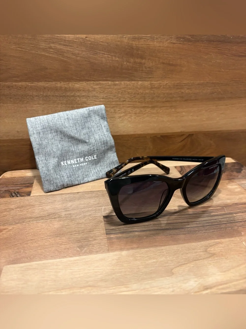 Kenneth Cole Cat Eye Acetate Sunglasses KC00056 Black Gradient Luxury